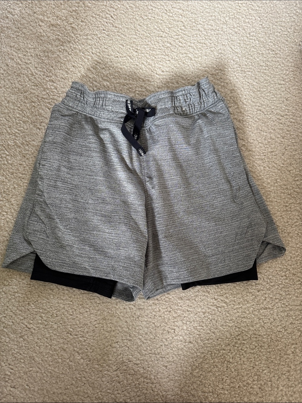 abercrombie kids Gray Athletic Shorts with Black Liner
